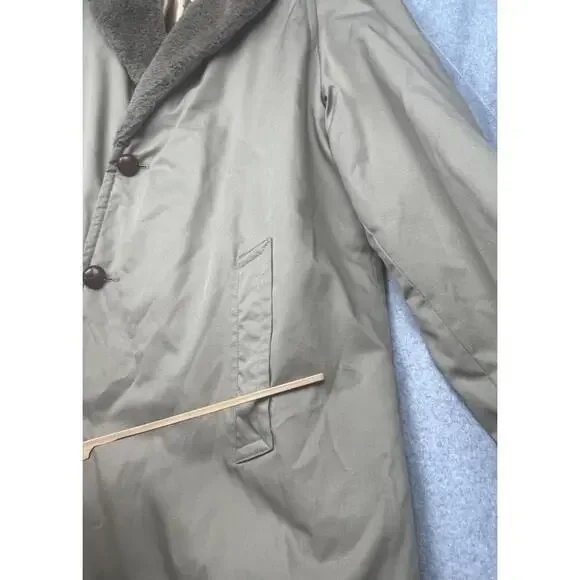 Vintage 70s Brooks Brothers Canvas Over Coat Trench Mens Size 44 Fully Lined